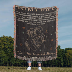 Havijo To My Wife heirloom blanket with intricate woven design, soft and cozy fabric, perfect for gifting or home decor.