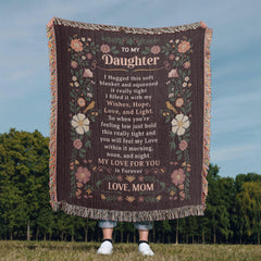 Havijo To My Daughter heirloom blanket with soft fabric and heartfelt message, perfect for gifting or keepsake.