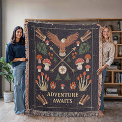 Havijo Adventure Awaits woven blanket with colorful, intricate patterns, perfect for cozying up on a sofa or bed.