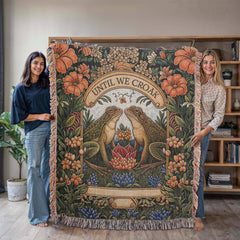 Havijo Til We Croak heirloom blanket with intricate woven design in soft, cozy fabric, perfect for warmth and decorative use.