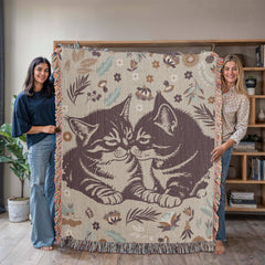 Havijo Cat Lovers heirloom blanket with detailed cat and floral pattern, soft and cozy fabric for cat enthusiasts.