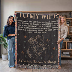 Havijo To My Wife heirloom blanket with intricate embroidery, soft fabric, and elegant design in a cozy, decorative throw blanket style.