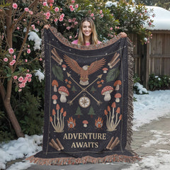 Havijo Adventure Awaits woven blanket featuring colorful, intricate patterns, perfect for cozying up or outdoor adventures.