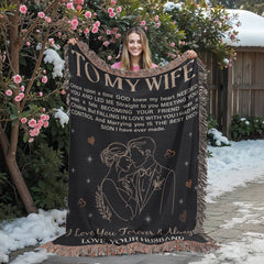 Havijo To My Wife heirloom blanket with intricate woven design, soft and cozy fabric, perfect for gifting or warm comfort