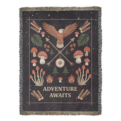 Havijo Adventure Awaits woven blanket with colorful, intricate design, soft and cozy fabric for outdoor and indoor use.