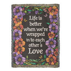 Havijo Life is Better With You heirloom blanket with intricate woven pattern and soft fabric, displayed folded on a neutral background.